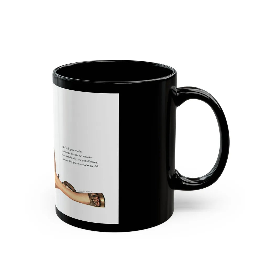 April for Esquire, January 1952 - Black Coffee Mug-Go Mug Yourself