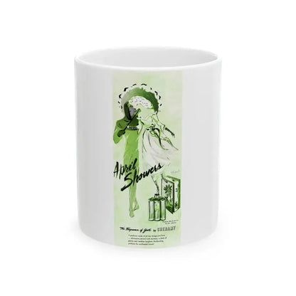 April Showers, Cheramy ad, Ladie's Home Journal, November 1945 - White Coffee Mug 11oz - Go Mug Yourself