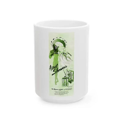 April Showers, Cheramy ad, Ladie's Home Journal, November 1945 - White Coffee Mug 15oz - Go Mug Yourself