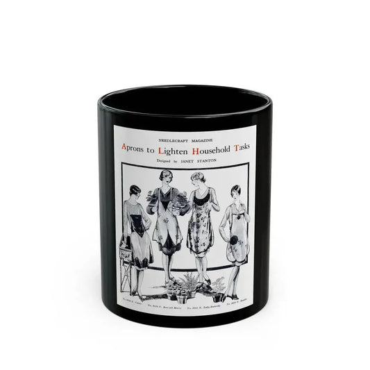 Aprons to Lighten Household Tasks, Needlecraft, September 1928 - Black Coffee Mug 11oz - Go Mug Yourself
