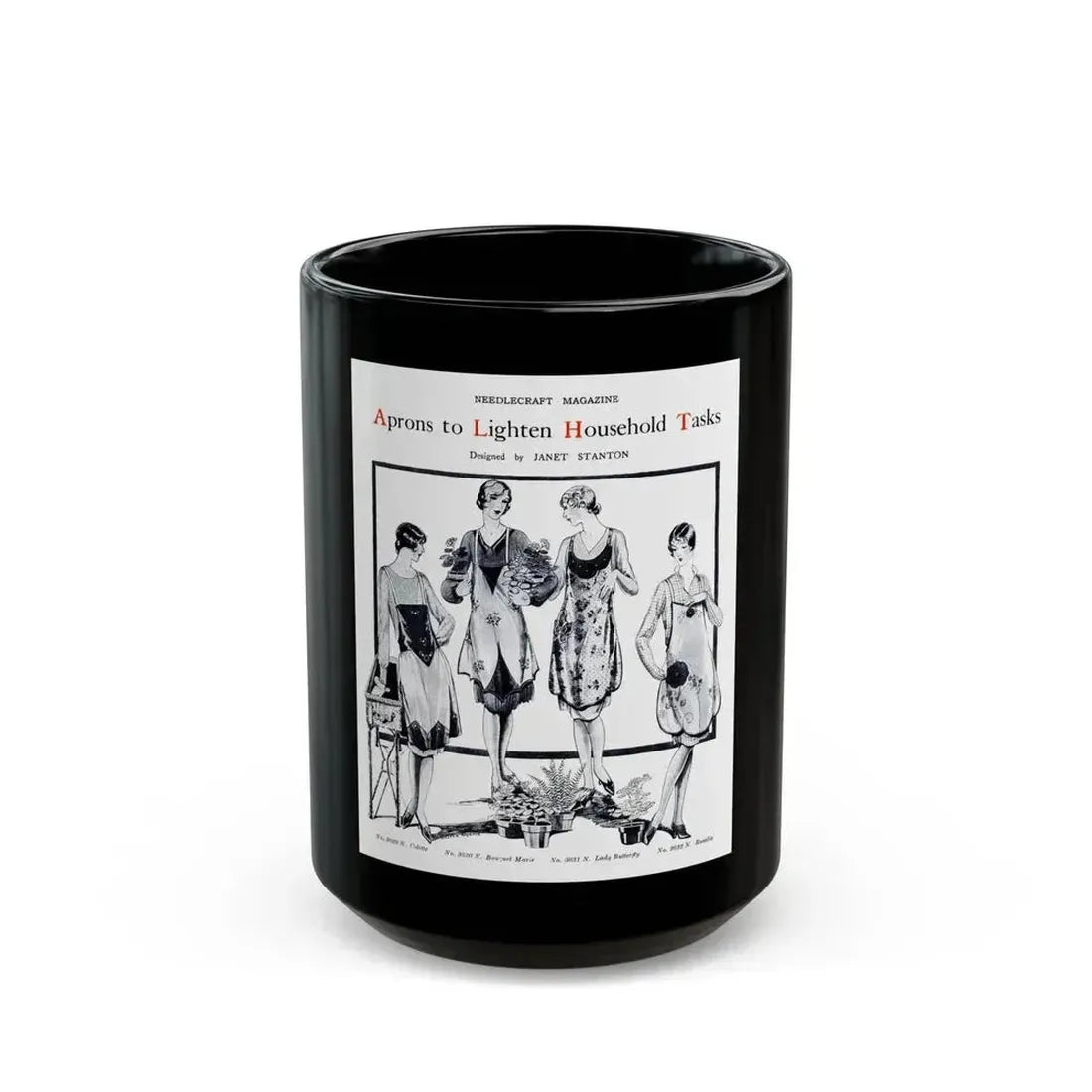 Aprons to Lighten Household Tasks, Needlecraft, September 1928 - Black Coffee Mug 15oz - Go Mug Yourself