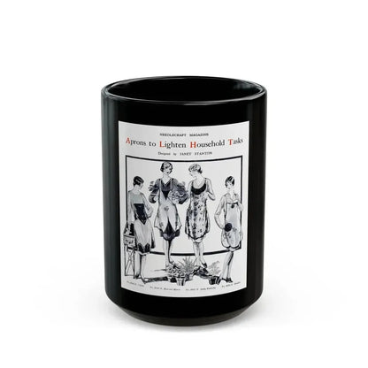 Aprons to Lighten Household Tasks, Needlecraft, September 1928 - Black Coffee Mug 15oz - Go Mug Yourself