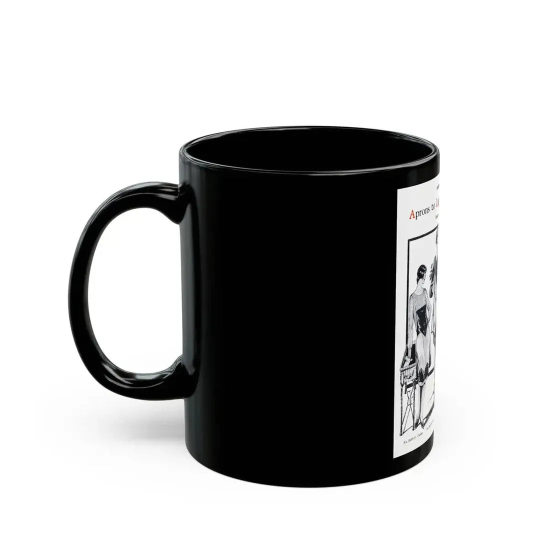 Aprons to Lighten Household Tasks, Needlecraft, September 1928 - Black Coffee Mug - Go Mug Yourself