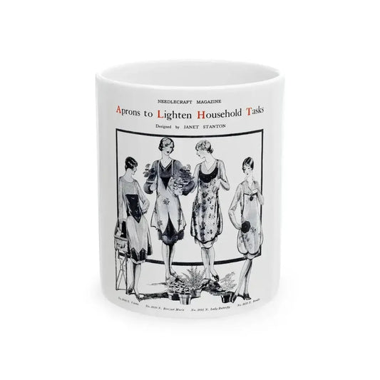 Aprons to Lighten Household Tasks, Needlecraft, September 1928 - White Coffee Mug 11oz - Go Mug Yourself