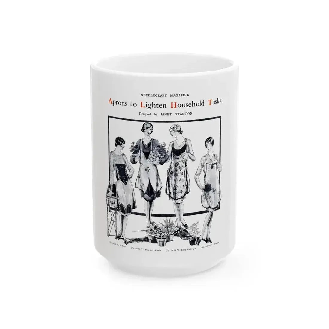 Aprons to Lighten Household Tasks, Needlecraft, September 1928 - White Coffee Mug 15oz - Go Mug Yourself