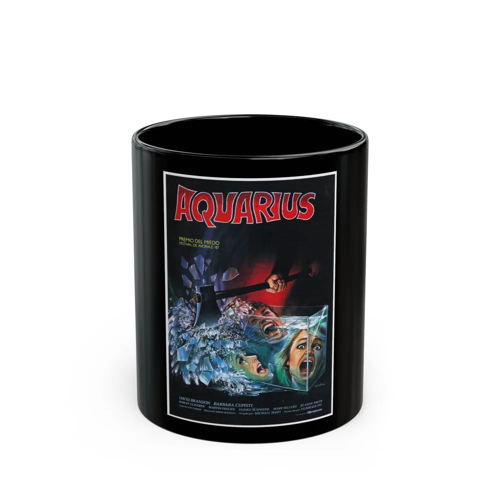 AQUARIUS (STAGEFRIGHT) 1987 Movie Poster - Black Coffee Mug-11oz-Go Mug Yourself