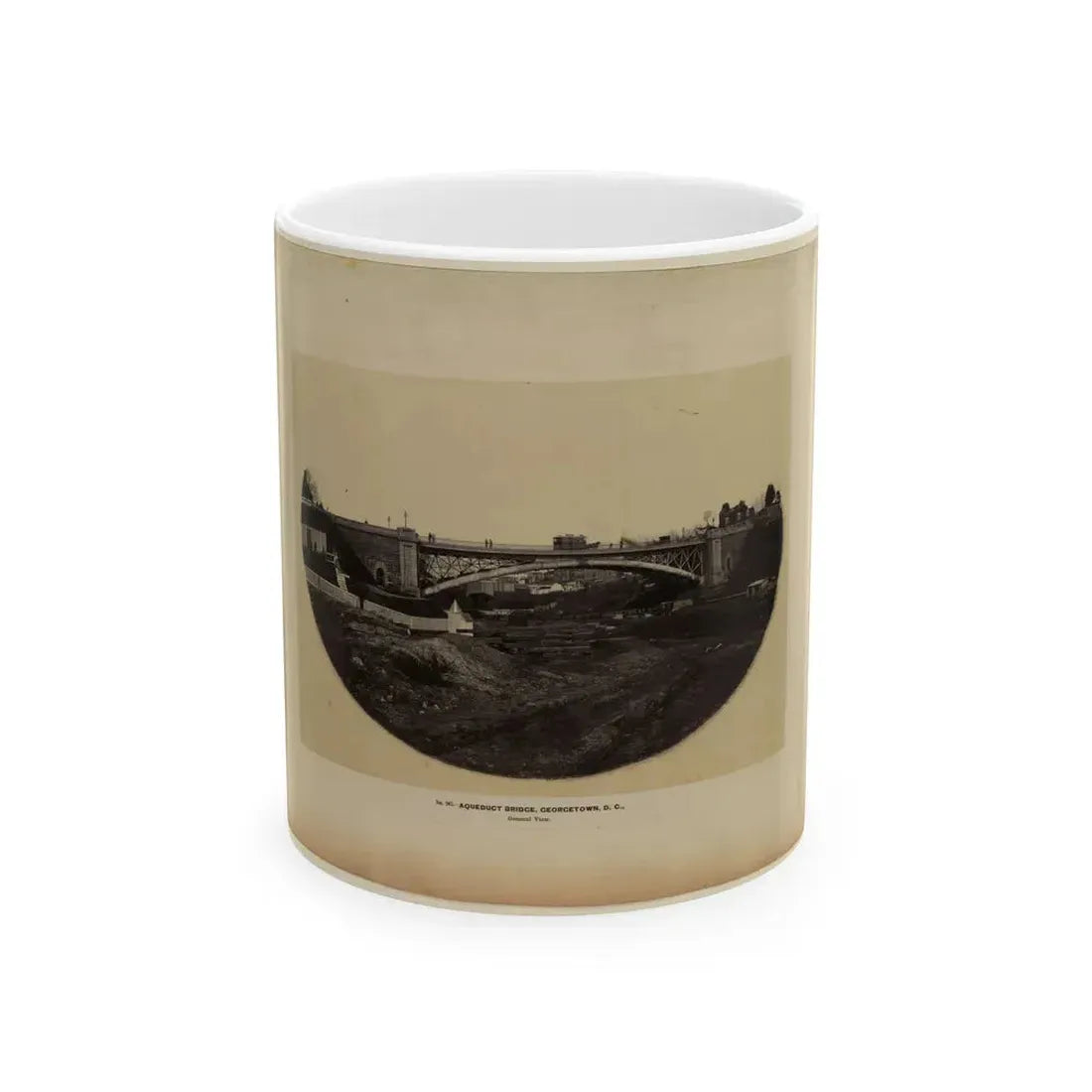 Aqueduct Bridge, Georgetown, D.C., General View (U.S. Civil War) White Coffee Mug 11oz - Go Mug Yourself
