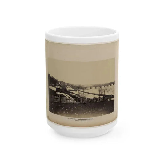 Aqueduct Bridge, Georgetown, D.C., Looking Toward Washington (U.S. Civil War) White Coffee Mug 15oz - Go Mug Yourself