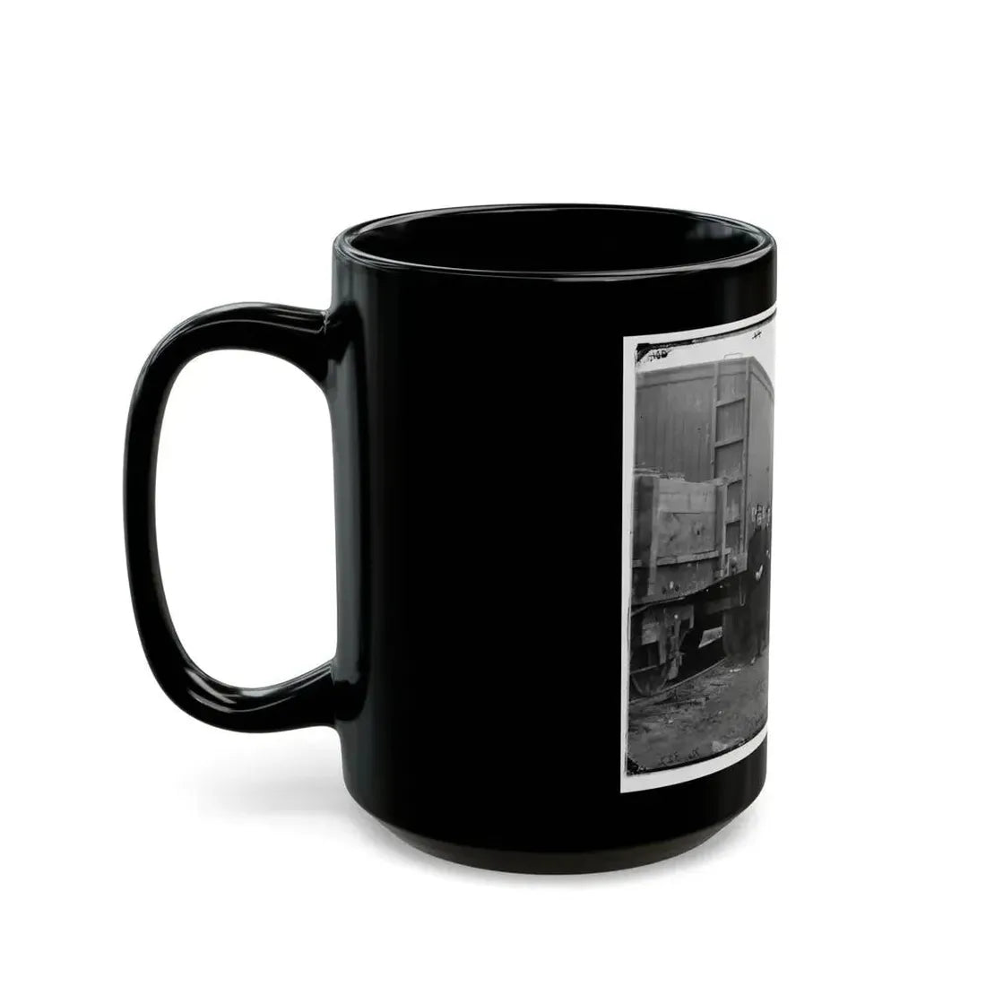 Aquia Creek Landing, Va. Clerks Of The Commissary Depot By Railroad Car And Packing Cases (U.S. Civil War) Black Coffee Mug - Go Mug Yourself