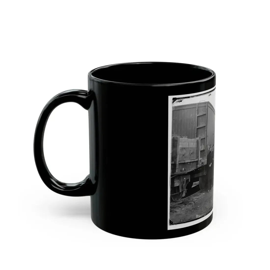 Aquia Creek Landing, Va. Clerks Of The Commissary Depot By Railroad Car And Packing Cases (U.S. Civil War) Black Coffee Mug - Go Mug Yourself