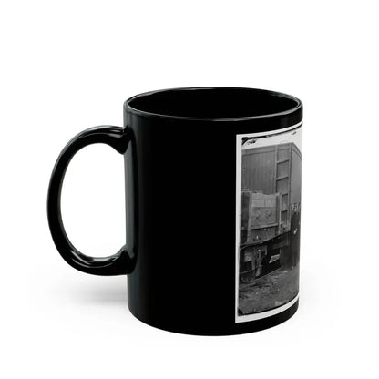 Aquia Creek Landing, Va. Clerks Of The Commissary Depot By Railroad Car And Packing Cases (U.S. Civil War) Black Coffee Mug - Go Mug Yourself