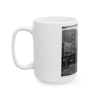 Aquia Creek Landing, Va. Clerks Of The Commissary Depot By Railroad Car And Packing Cases (U.S. Civil War) White Coffee Mug - Go Mug Yourself