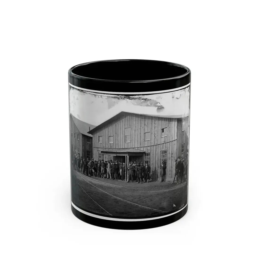 Aquia Creek Landing, Va. Personnel In Front Of Quartermaster's Office (U.S. Civil War) Black Coffee Mug 11oz - Go Mug Yourself