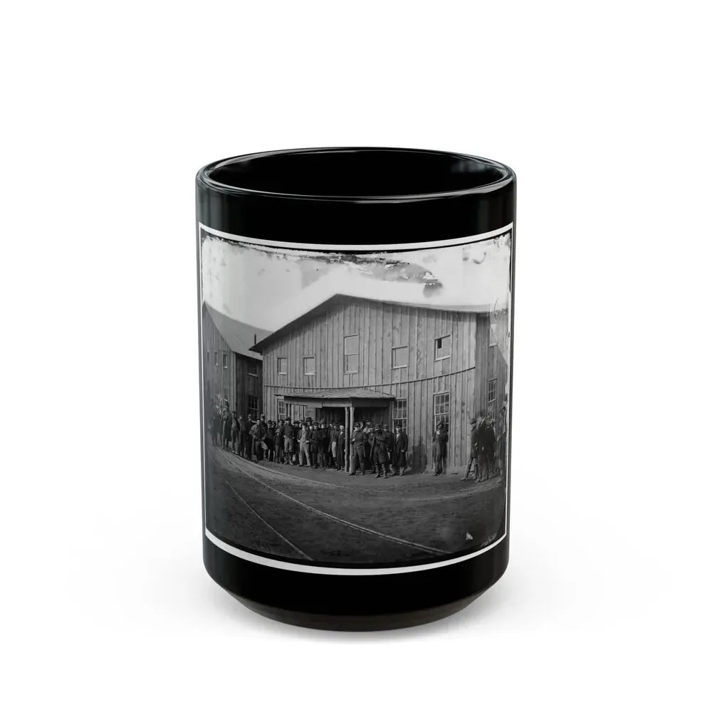 Aquia Creek Landing, Va. Personnel In Front Of Quartermaster's Office (U.S. Civil War) Black Coffee Mug 15oz - Go Mug Yourself