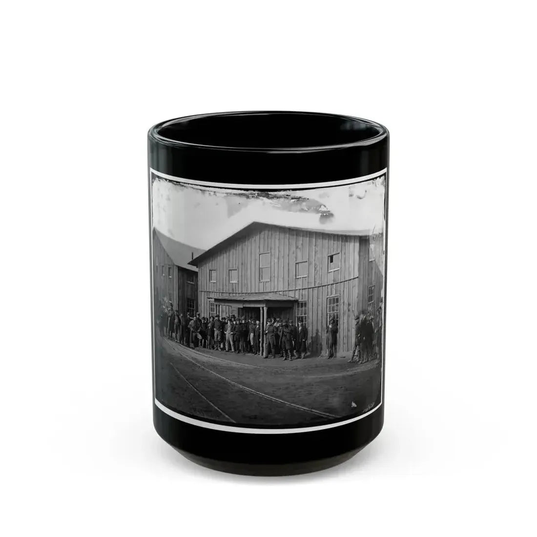 Aquia Creek Landing, Va. Personnel In Front Of Quartermaster's Office (U.S. Civil War) Black Coffee Mug 15oz - Go Mug Yourself