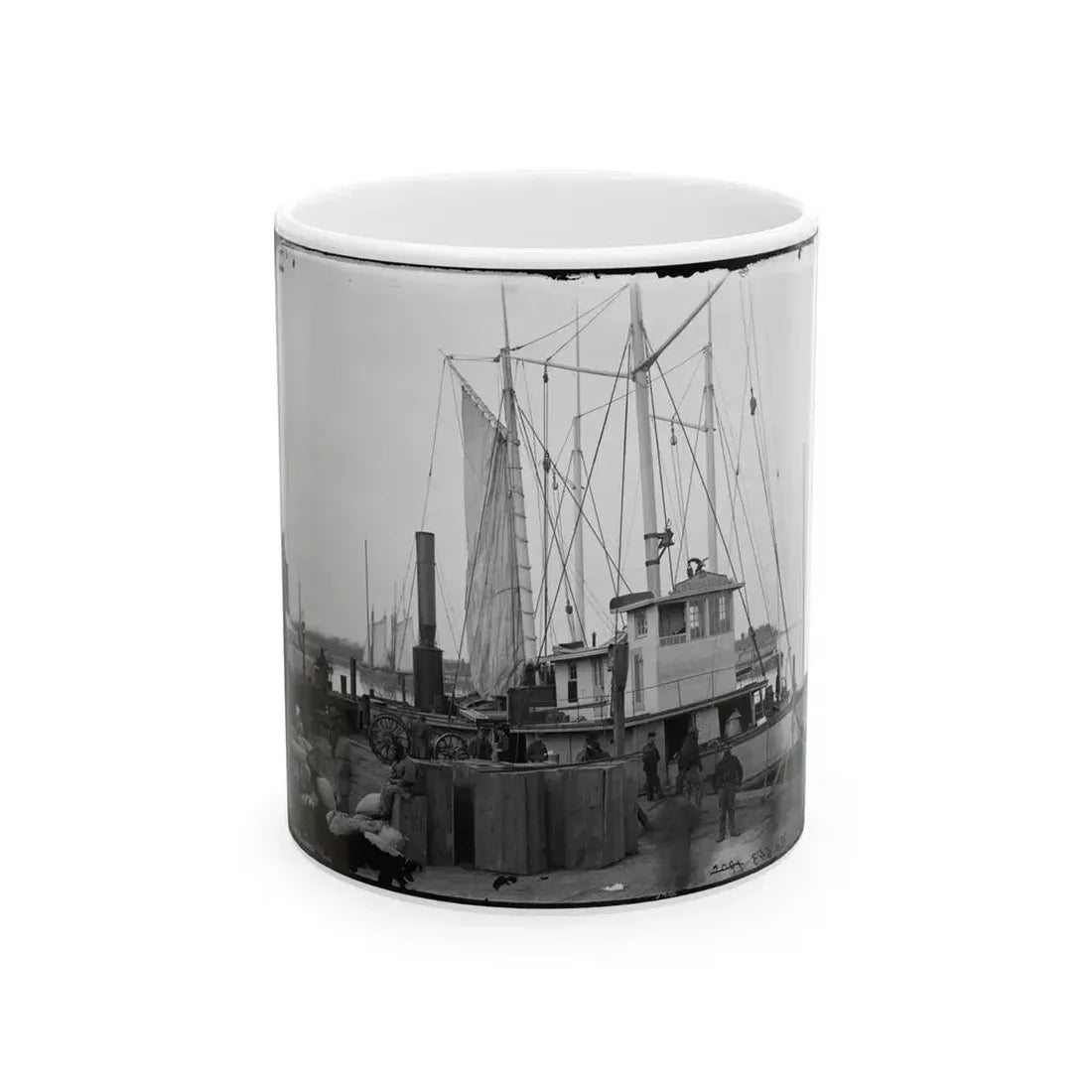 Aquia Creek Landing, Va. Wharf With Transport And Supplies (U.S. Civil War) White Coffee Mug 11oz - Go Mug Yourself