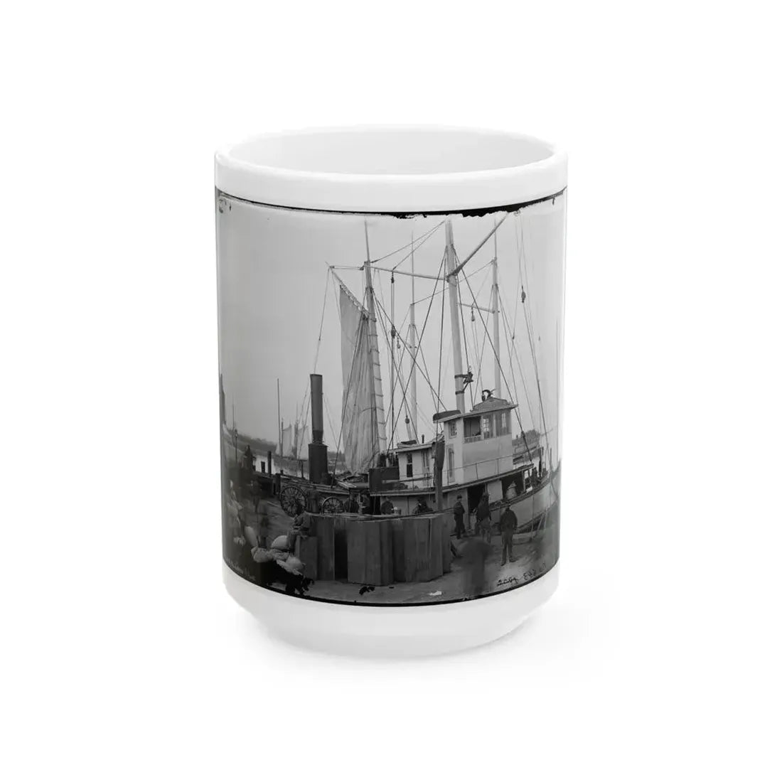 Aquia Creek Landing, Va. Wharf With Transport And Supplies (U.S. Civil War) White Coffee Mug - Go Mug Yourself