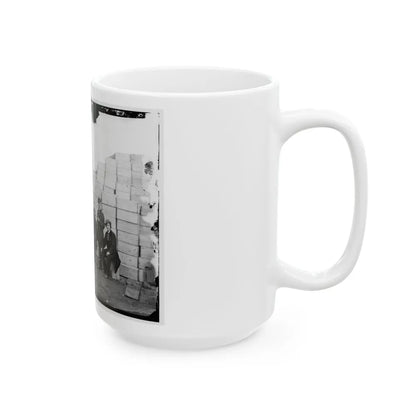 Aquia Creek Landing, Va. Clerks Of The Commissary Depot By Railroad Car And Packing Cases (U.S. Civil War) White Coffee Mug-Go Mug Yourself