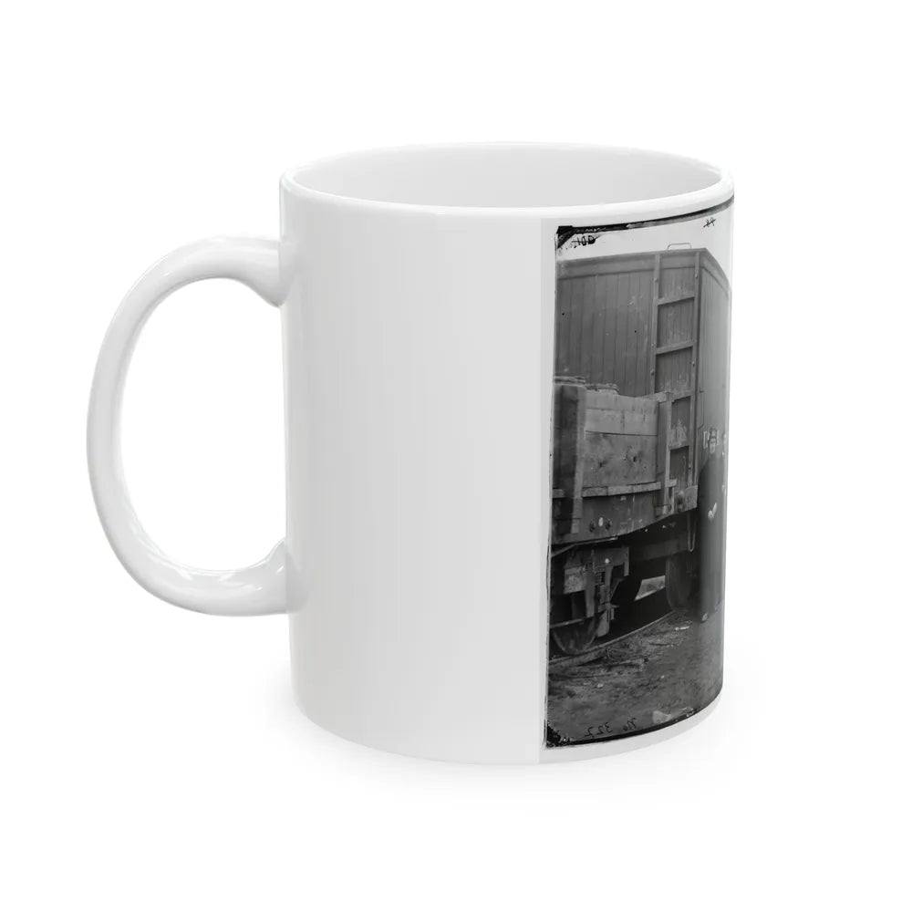 Aquia Creek Landing, Va. Clerks Of The Commissary Depot By Railroad Car And Packing Cases (U.S. Civil War) White Coffee Mug-Go Mug Yourself