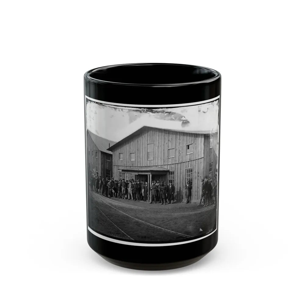 Aquia Creek Landing, Va. Personnel In Front Of Quartermaster's Office (U.S. Civil War) Black Coffee Mug-15oz-Go Mug Yourself