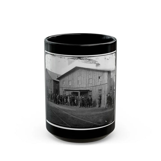 Aquia Creek Landing, Va. Personnel In Front Of Quartermaster's Office (U.S. Civil War) Black Coffee Mug-15oz-Go Mug Yourself