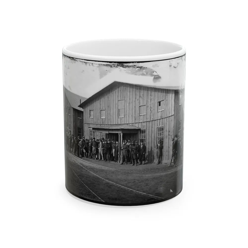 Aquia Creek Landing, Va. Personnel In Front Of Quartermaster's Office (U.S. Civil War) White Coffee Mug-11oz-Go Mug Yourself