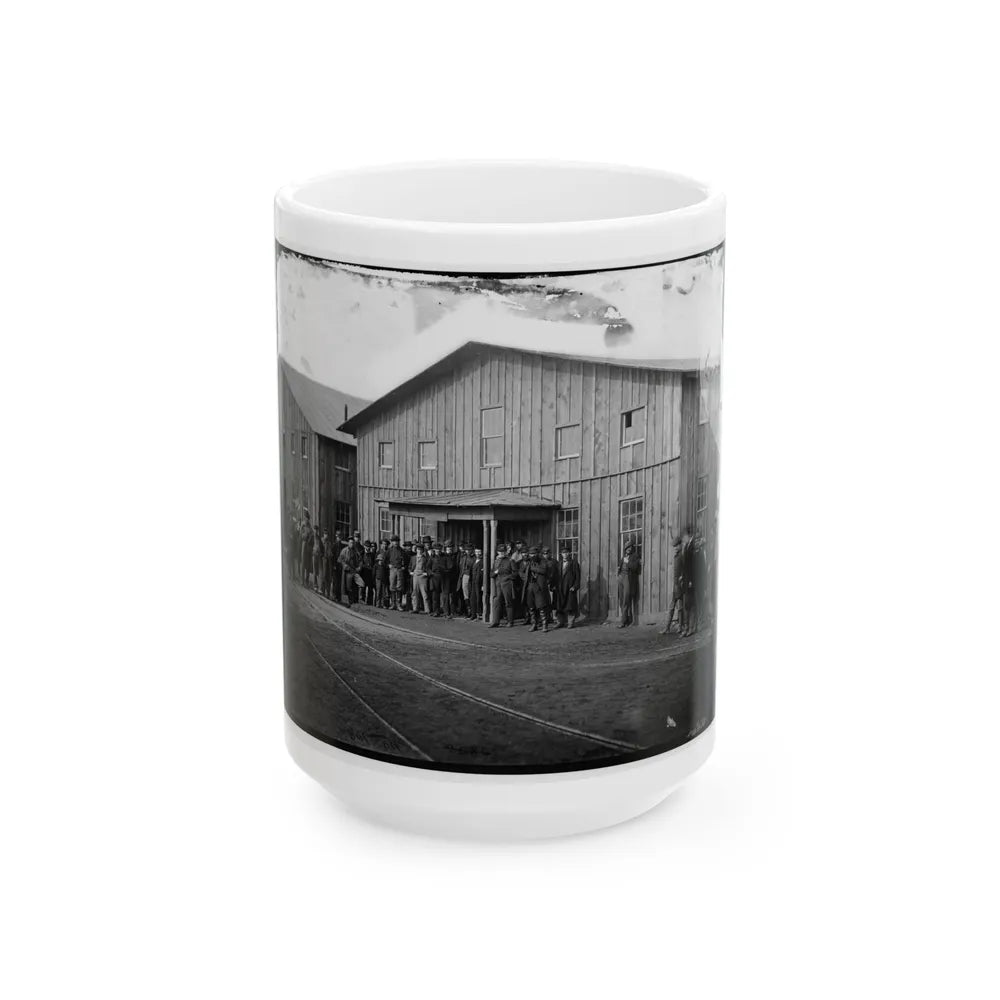 Aquia Creek Landing, Va. Personnel In Front Of Quartermaster's Office (U.S. Civil War) White Coffee Mug-15oz-Go Mug Yourself