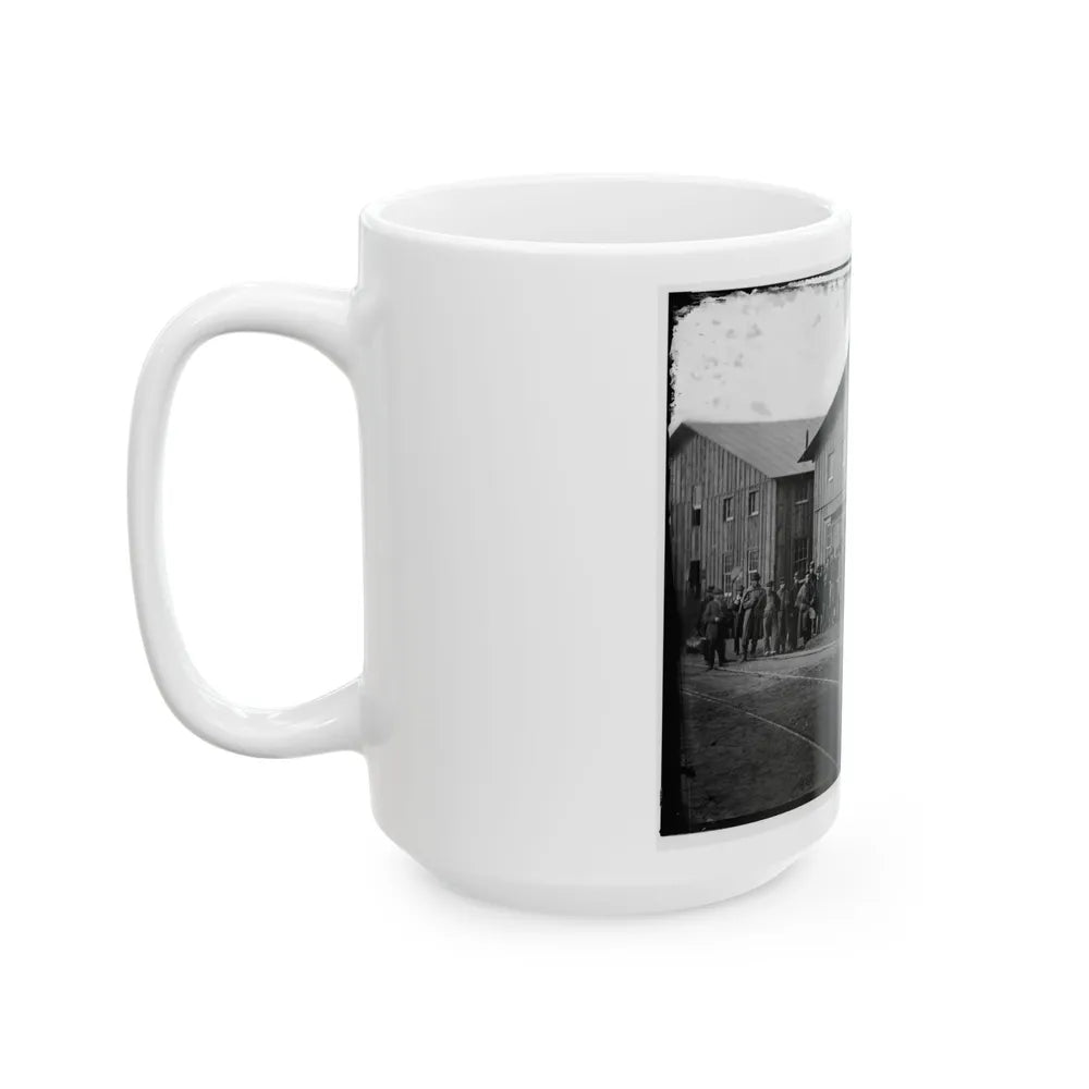 Aquia Creek Landing, Va. Personnel In Front Of Quartermaster's Office (U.S. Civil War) White Coffee Mug-Go Mug Yourself