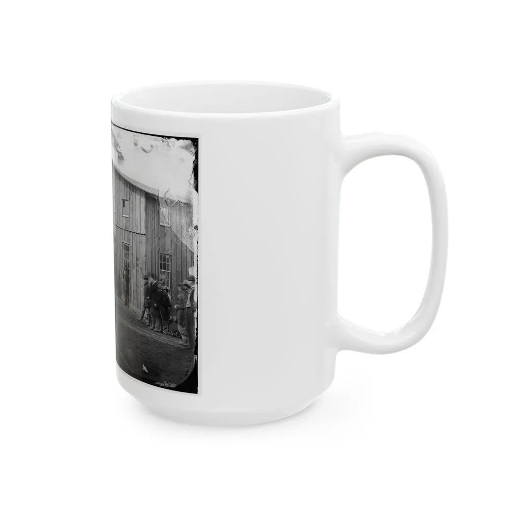 Aquia Creek Landing, Va. Personnel In Front Of Quartermaster's Office (U.S. Civil War) White Coffee Mug-Go Mug Yourself