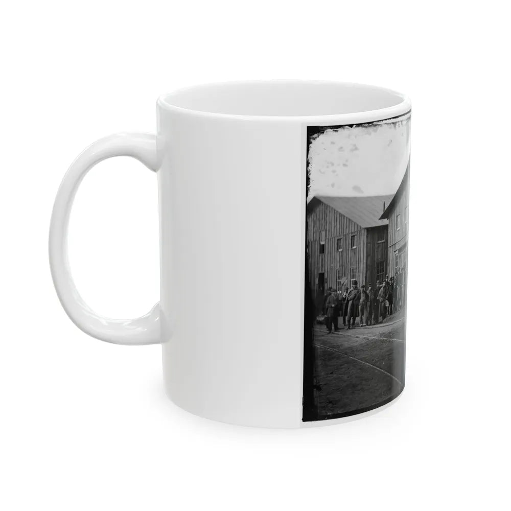 Aquia Creek Landing, Va. Personnel In Front Of Quartermaster's Office (U.S. Civil War) White Coffee Mug-Go Mug Yourself