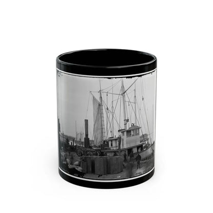 Aquia Creek Landing, Va. Wharf With Transport And Supplies (U.S. Civil War) Black Coffee Mug-11oz-Go Mug Yourself