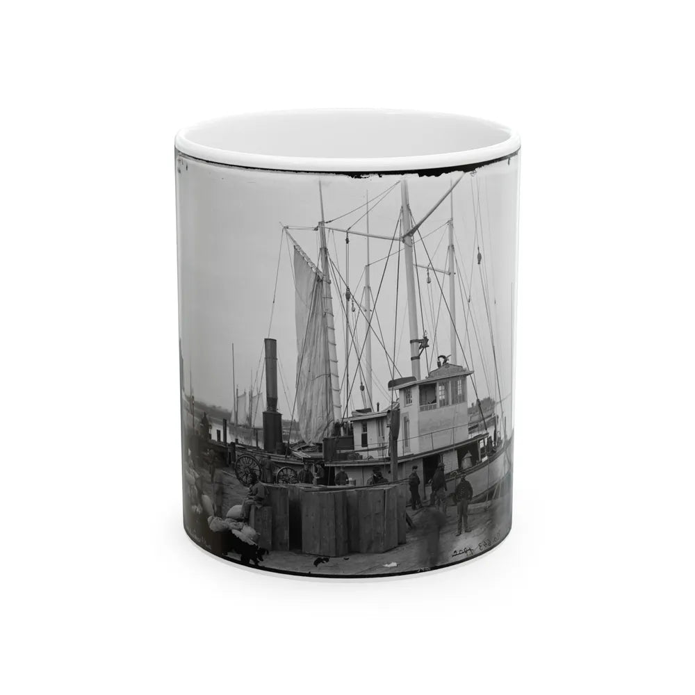 Aquia Creek Landing, Va. Wharf With Transport And Supplies (U.S. Civil War) White Coffee Mug-11oz-Go Mug Yourself