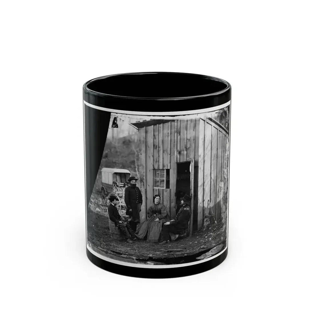 Aquia Creek Landing, Virginia (Vicinity). Group At Captain W.S. Hall's Wagon Camp (U.S. Civil War) Black Coffee Mug 11oz - Go Mug Yourself