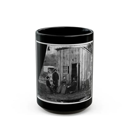 Aquia Creek Landing, Virginia (Vicinity). Group At Captain W.S. Hall's Wagon Camp (U.S. Civil War) Black Coffee Mug 15oz - Go Mug Yourself