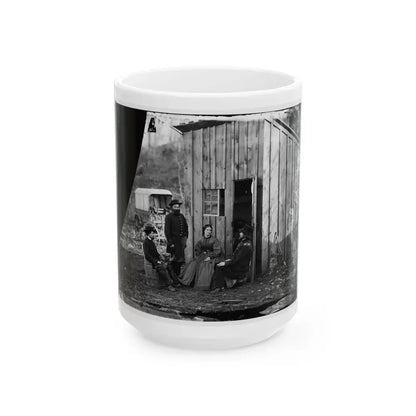 Aquia Creek Landing, Virginia (Vicinity). Group At Captain W.S. Hall's Wagon Camp (U.S. Civil War) White Coffee Mug 15oz - Go Mug Yourself