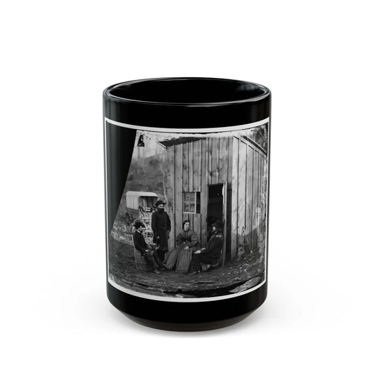 Aquia Creek Landing, Virginia (Vicinity). Group At Captain W.S. Hall's Wagon Camp (U.S. Civil War) Black Coffee Mug-15oz-Go Mug Yourself