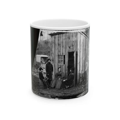 Aquia Creek Landing, Virginia (Vicinity). Group At Captain W.S. Hall's Wagon Camp (U.S. Civil War) White Coffee Mug-11oz-Go Mug Yourself