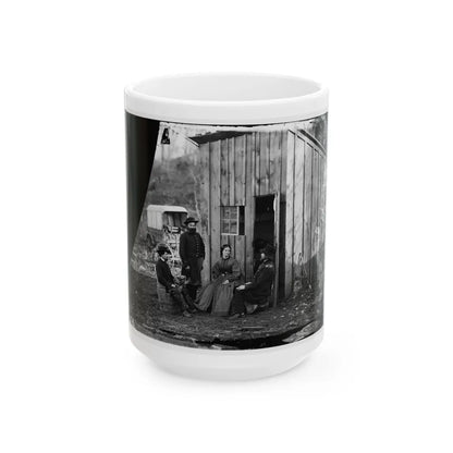 Aquia Creek Landing, Virginia (Vicinity). Group At Captain W.S. Hall's Wagon Camp (U.S. Civil War) White Coffee Mug-15oz-Go Mug Yourself