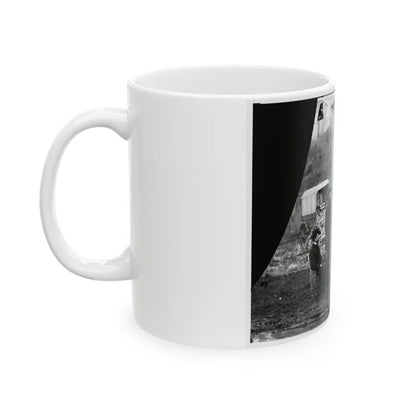 Aquia Creek Landing, Virginia (Vicinity). Group At Captain W.S. Hall's Wagon Camp (U.S. Civil War) White Coffee Mug-Go Mug Yourself