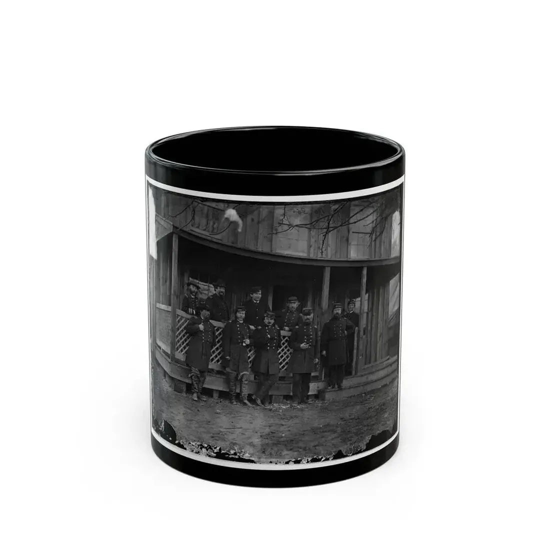 Aquia Creek, Virginia. Group Standing In Front Of Hospital (U.S. Civil War) Black Coffee Mug 11oz - Go Mug Yourself