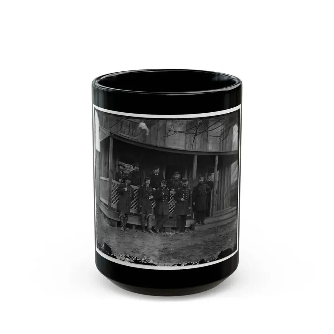 Aquia Creek, Virginia. Group Standing In Front Of Hospital (U.S. Civil War) Black Coffee Mug 15oz - Go Mug Yourself