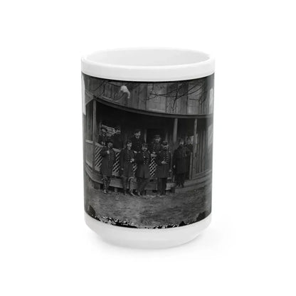 Aquia Creek, Virginia. Group Standing In Front Of Hospital (U.S. Civil War) White Coffee Mug 15oz - Go Mug Yourself