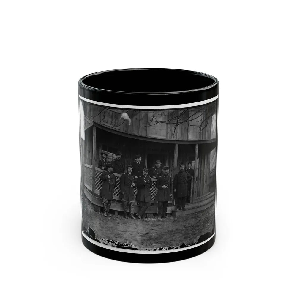 Aquia Creek, Virginia. Group Standing In Front Of Hospital (U.S. Civil War) Black Coffee Mug-11oz-Go Mug Yourself