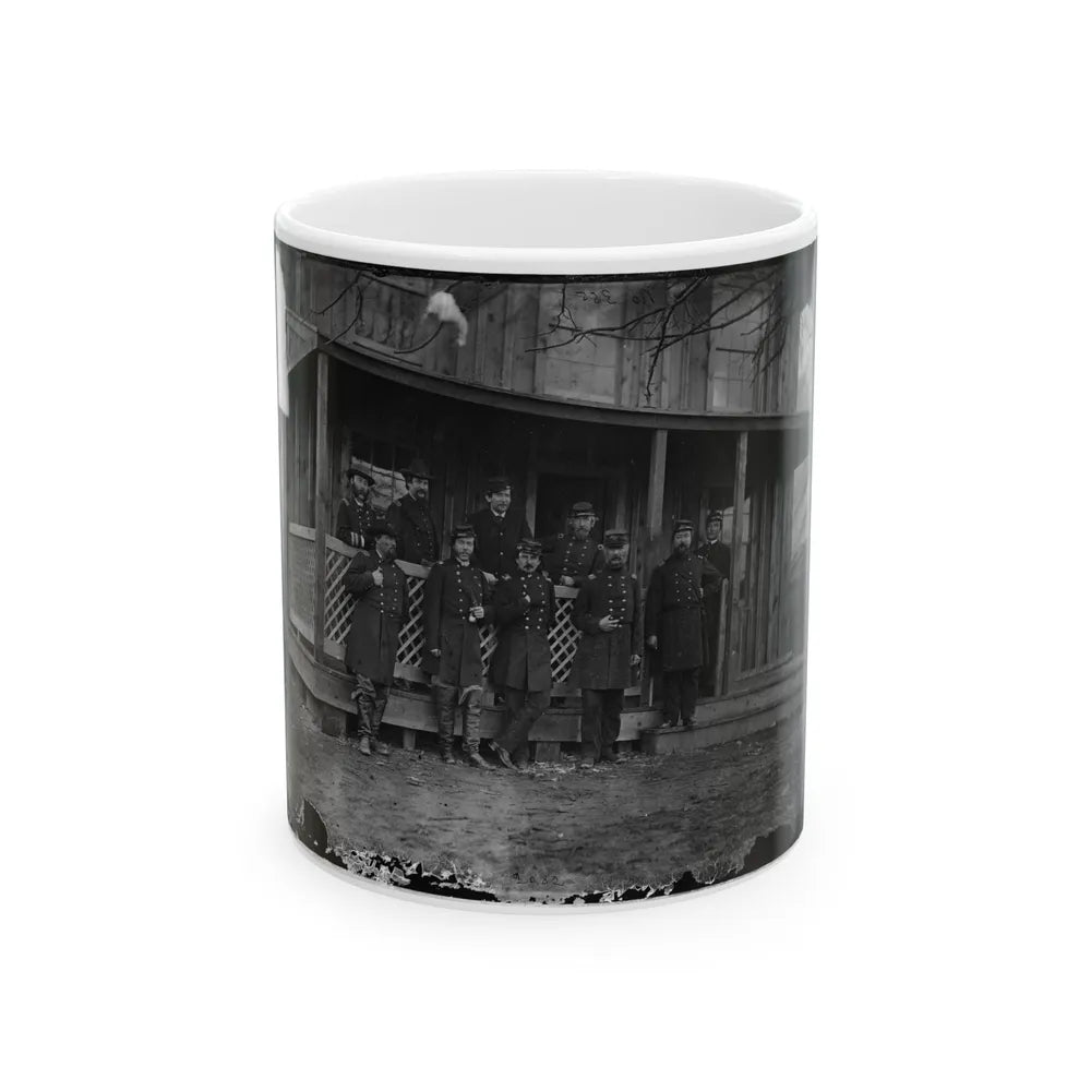 Aquia Creek, Virginia. Group Standing In Front Of Hospital (U.S. Civil War) White Coffee Mug-11oz-Go Mug Yourself