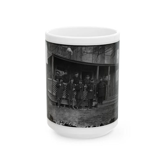 Aquia Creek, Virginia. Group Standing In Front Of Hospital (U.S. Civil War) White Coffee Mug-15oz-Go Mug Yourself