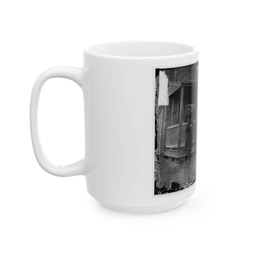 Aquia Creek, Virginia. Group Standing In Front Of Hospital (U.S. Civil War) White Coffee Mug-Go Mug Yourself