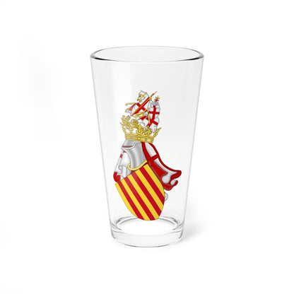 Aragonese Royal Arms with the Crest of the Chivalry of Saint George (Spain) (Coat of Arms) Pint Glass 16oz 16oz - Go Mug Yourself