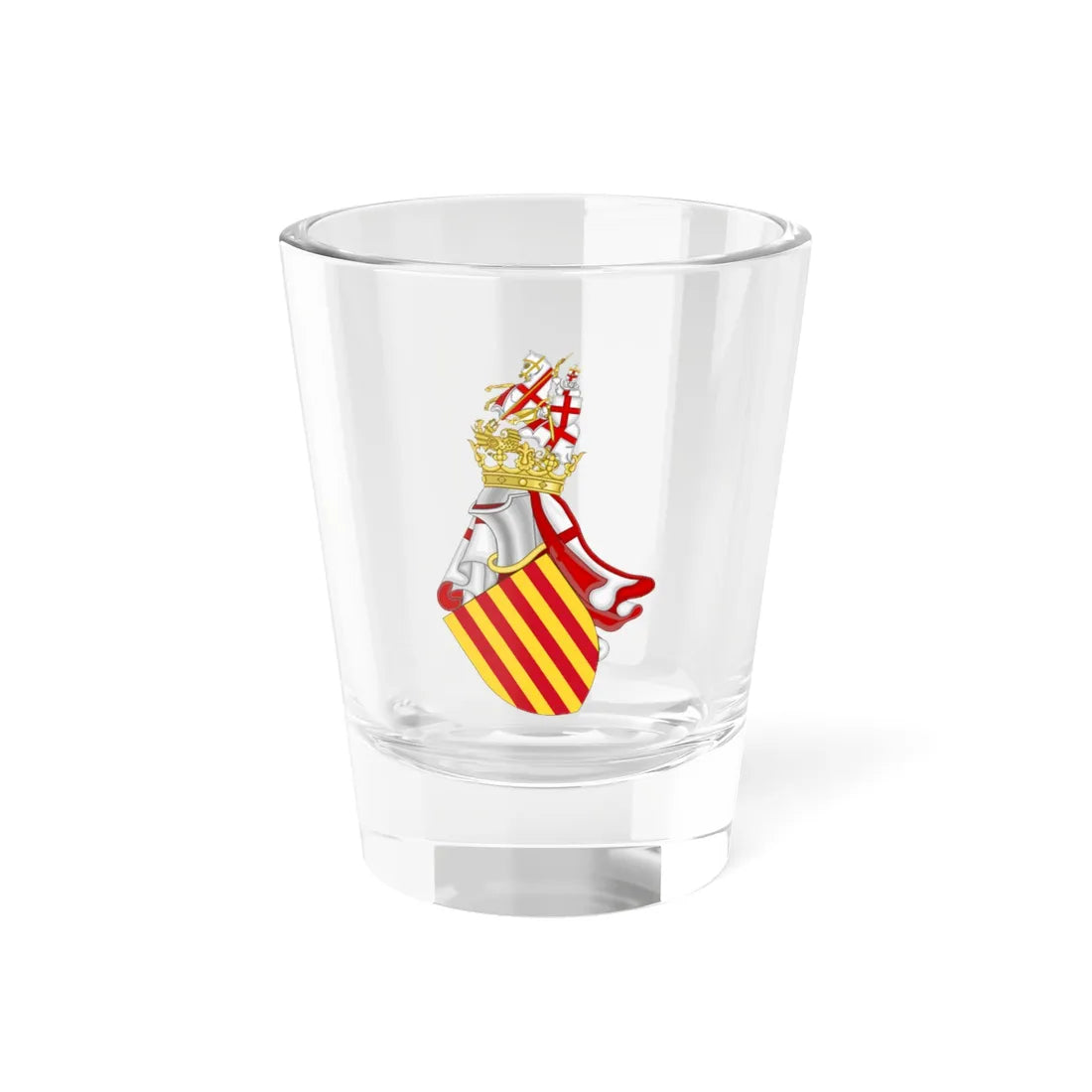 Aragonese Royal Arms with the Crest of the Chivalry of Saint George (Spain) (Coat of Arms) Shot Glass 1.5oz 1.5oz - Go Mug Yourself