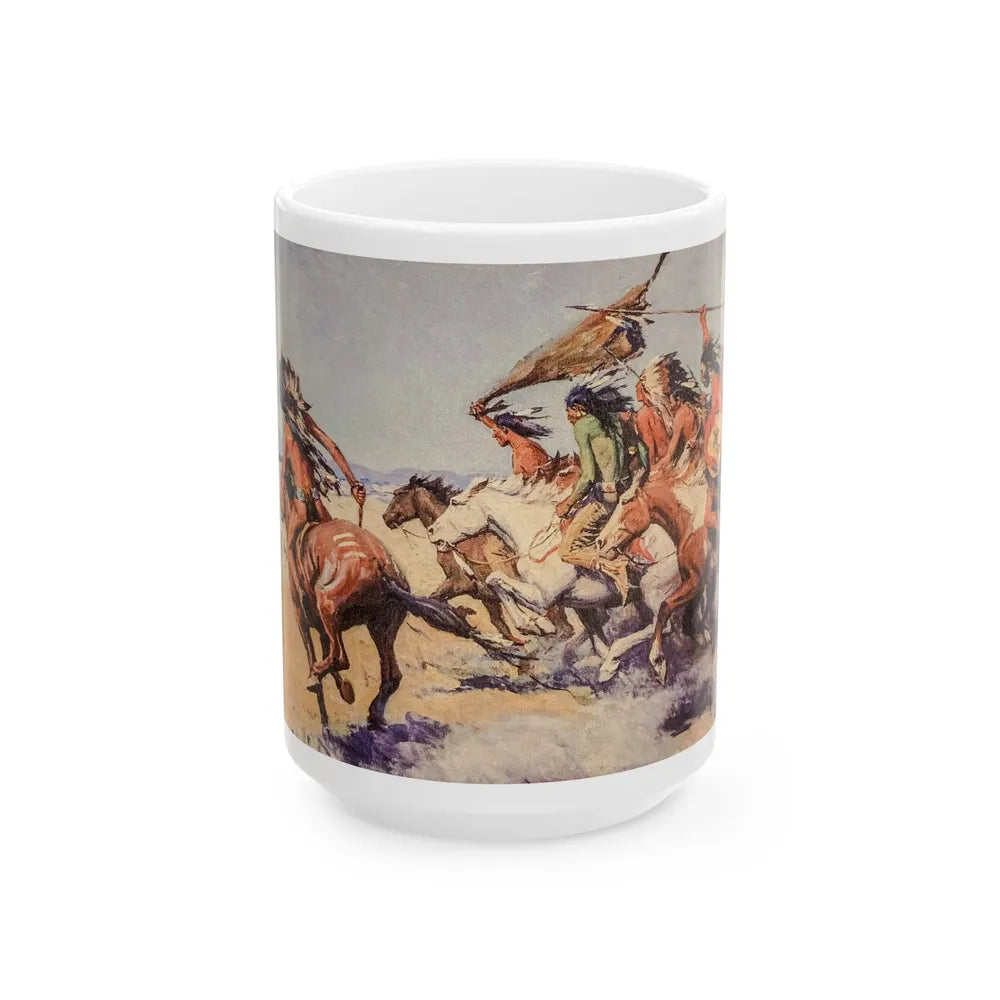 Arapaho Attack, The Saturday Evening Post, March 14, 1931 - White Coffee Mug-15oz-Go Mug Yourself