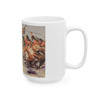 Arapaho Attack, The Saturday Evening Post, March 14, 1931 - White Coffee Mug - Go Mug Yourself